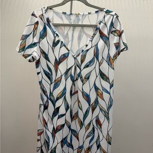 Colorful Leaf Pattern Dress